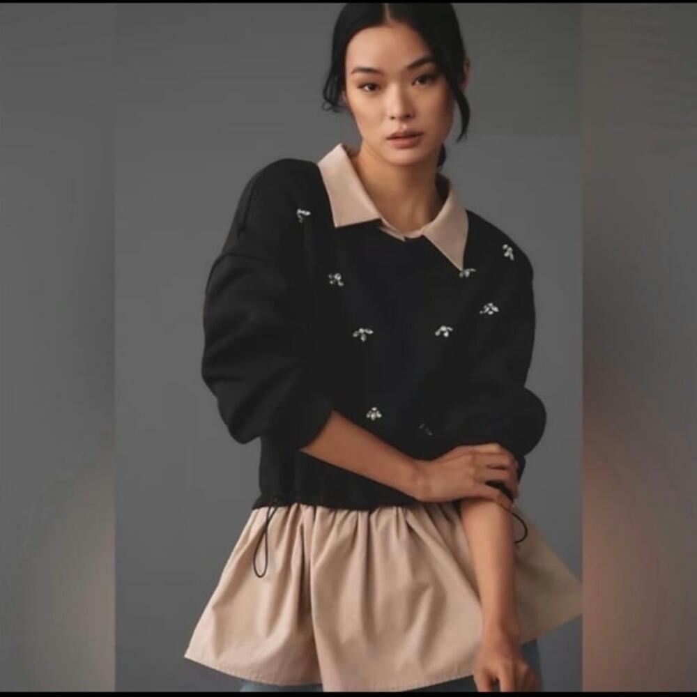 Maeve by Anthropologie Embellished Twofer Pullover. Size M. Retails $138
